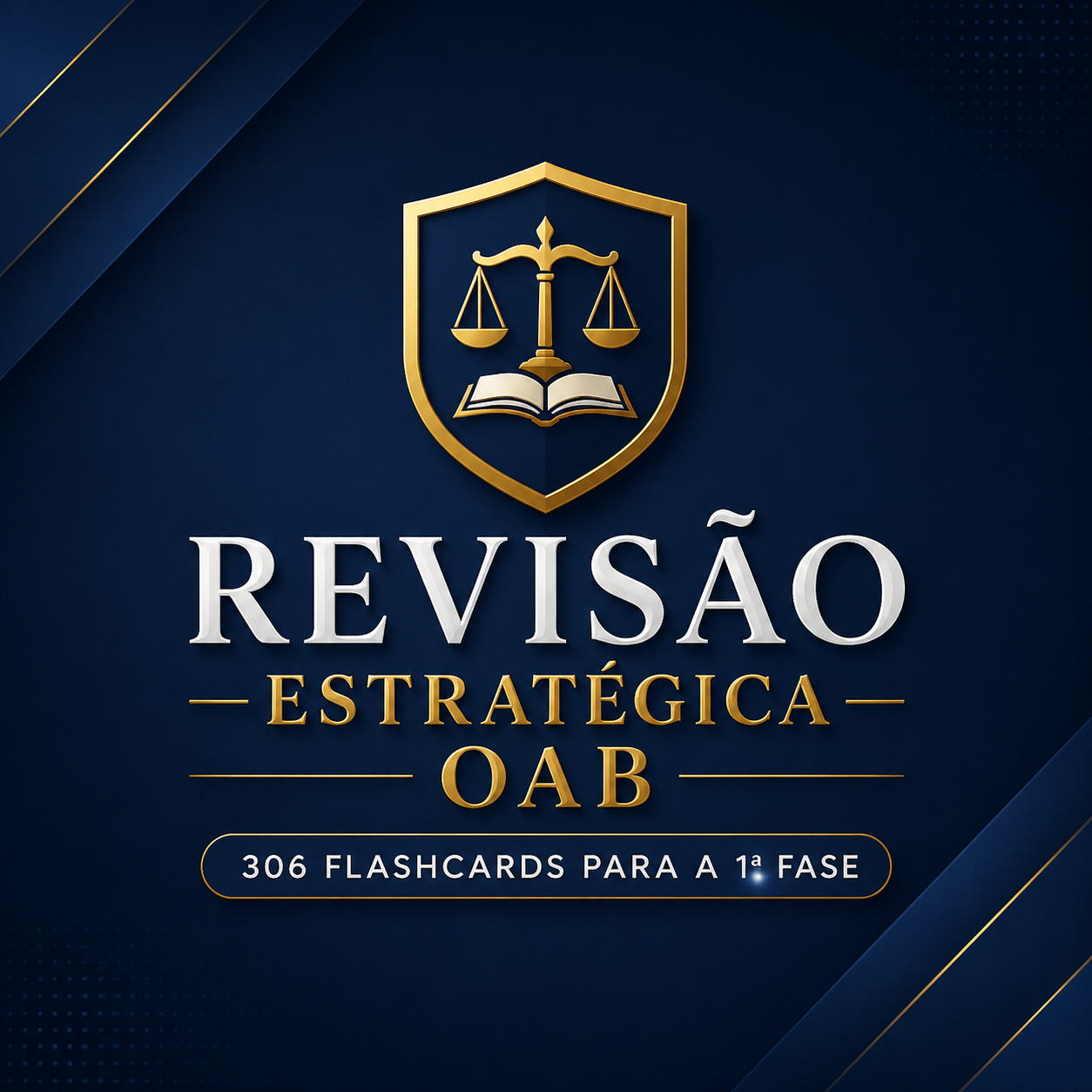 Capa do material Revisão Estratégica OAB com 306 flashcards para a 1ª fase